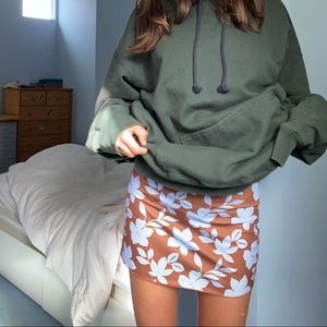 Baby blue and brown mini skirt